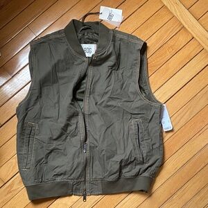 BDG Men's Khaki Green Zip-Up Vest